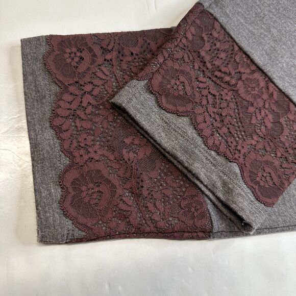 Logo Lounge Skinny Pants Sz Large Gray Pull On Stretch Soft Casual Lace Hem - Picture 11 of 12